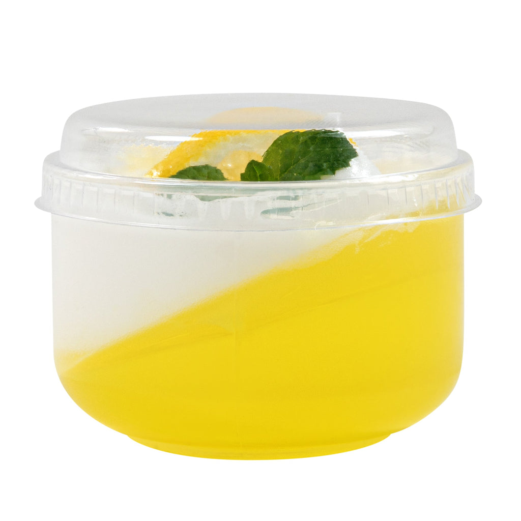 Mini Serve Round Clear Plastic Dome Lid - Fits 4 oz Dessert Cup - 100 count box