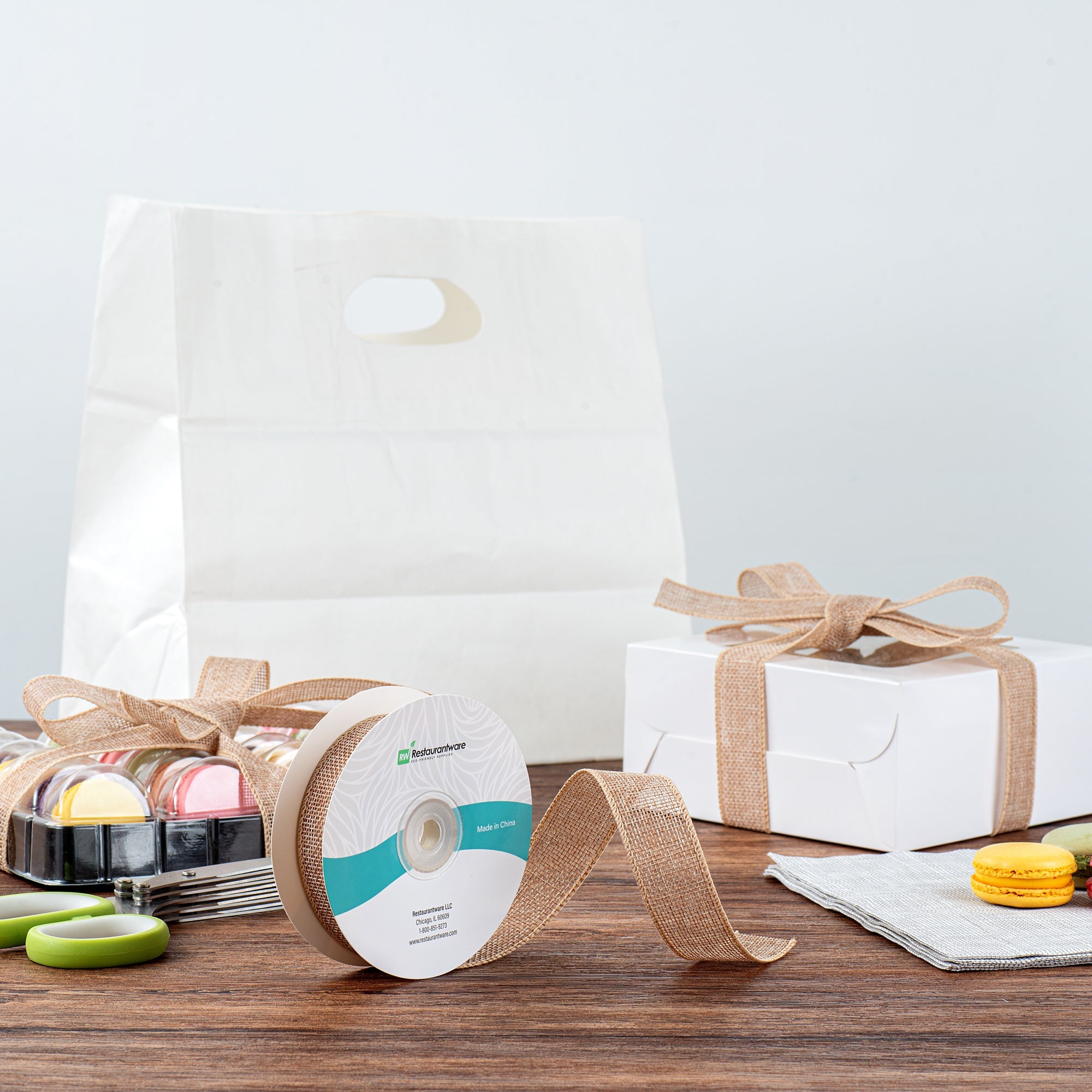 Gift Tek Natural Cotton Linen Ribbon - Single Face - 1" x 10 yds - 1 count box