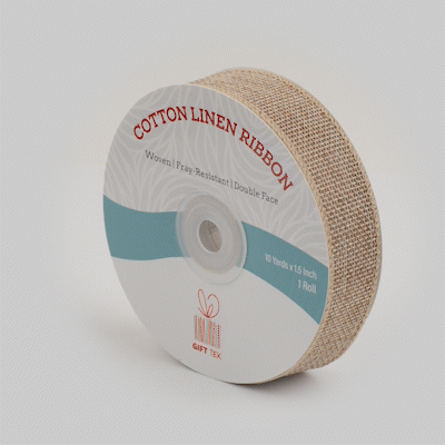Gift Tek Natural Cotton Linen Ribbon - Single Face - 1" x 10 yds - 10 count box