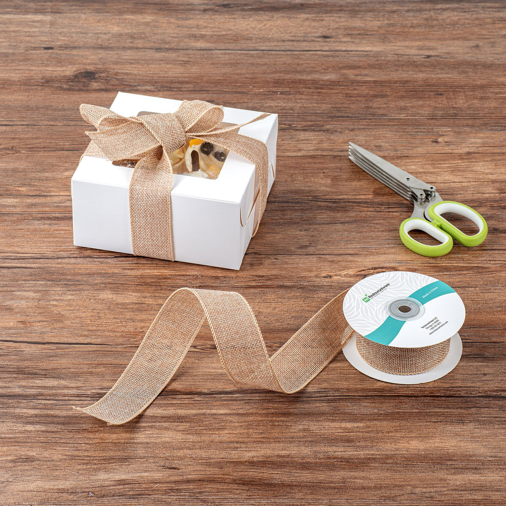 Gift Tek Natural Cotton Linen Ribbon - Single Face - 1 1/2" x 10 yds - 1 count box