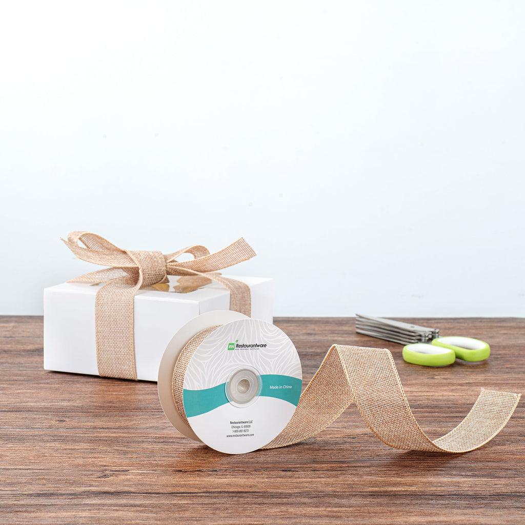 Gift Tek Natural Cotton Linen Ribbon - Single Face - 1 1/2" x 10 yds - 1 count box