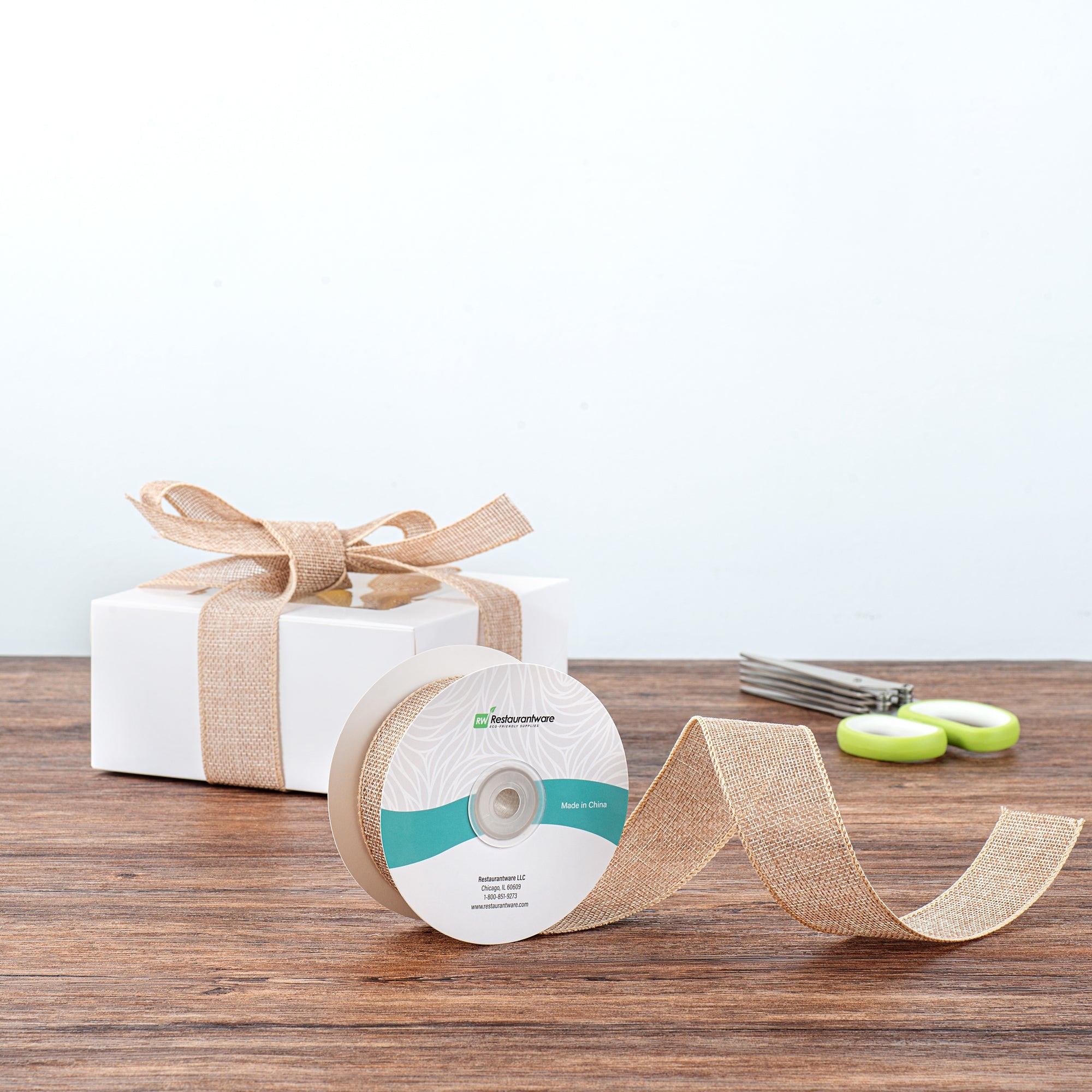 Gift Tek Natural Cotton Linen Ribbon - Single Face - 1 1/2" x 10 yds - 1 count box