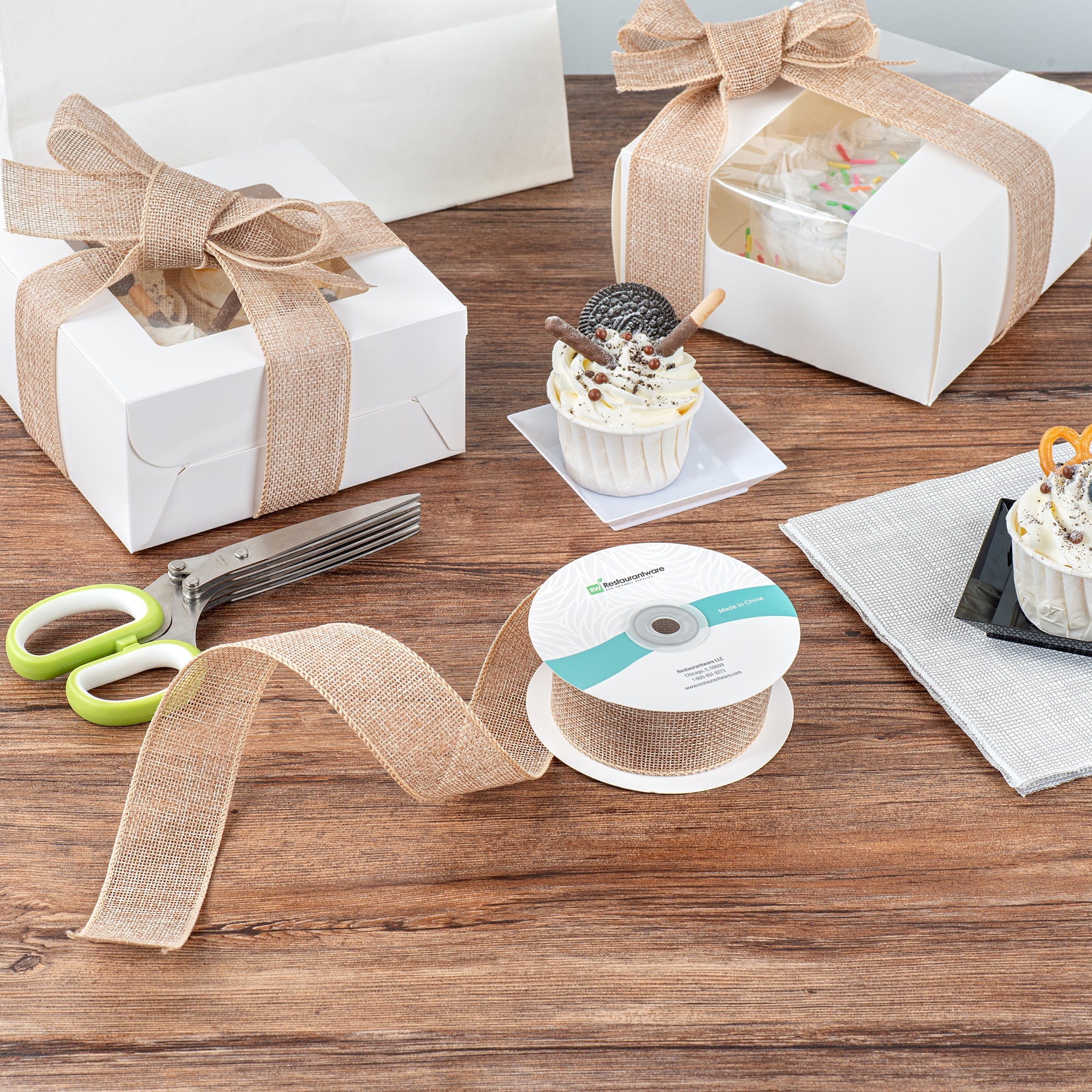 Gift Tek Natural Cotton Linen Ribbon - Single Face - 1 1/2" x 10 yds - 10 count box