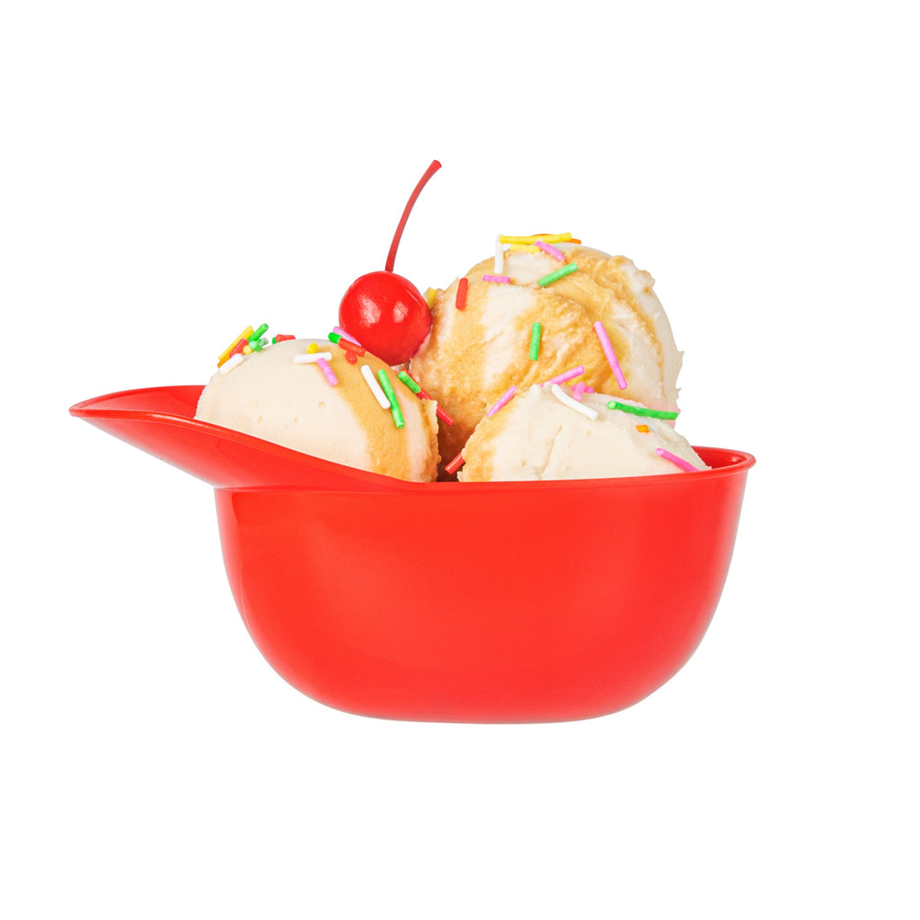 Mini Serve 8 oz Red Plastic Baseball Helmet Ice Cream / Snack Bowl - 10 count box