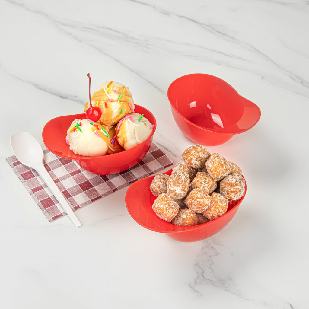 Mini Serve 8 oz Red Plastic Baseball Helmet Ice Cream / Snack Bowl - 10 count box