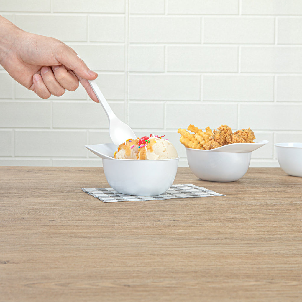 Mini Serve 8 oz White Plastic Baseball Helmet Ice Cream / Snack Bowl - 10 count box