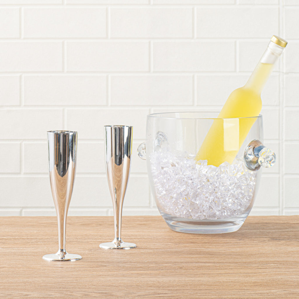 Bev Tek 5 oz Mirrored Plastic Champagne Flute - 2" x 2" x 8" - 25 count box