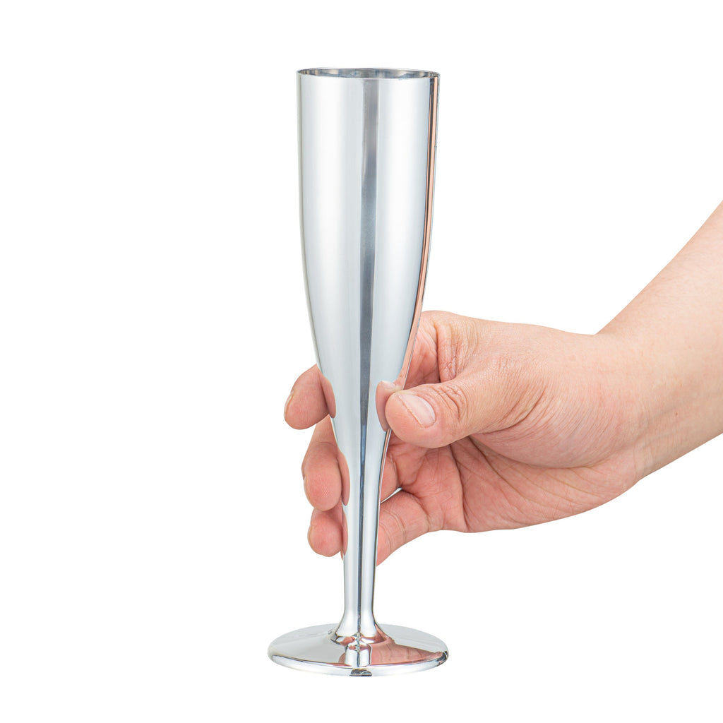 Bev Tek 5 oz Mirrored Plastic Champagne Flute - 2" x 2" x 8" - 25 count box
