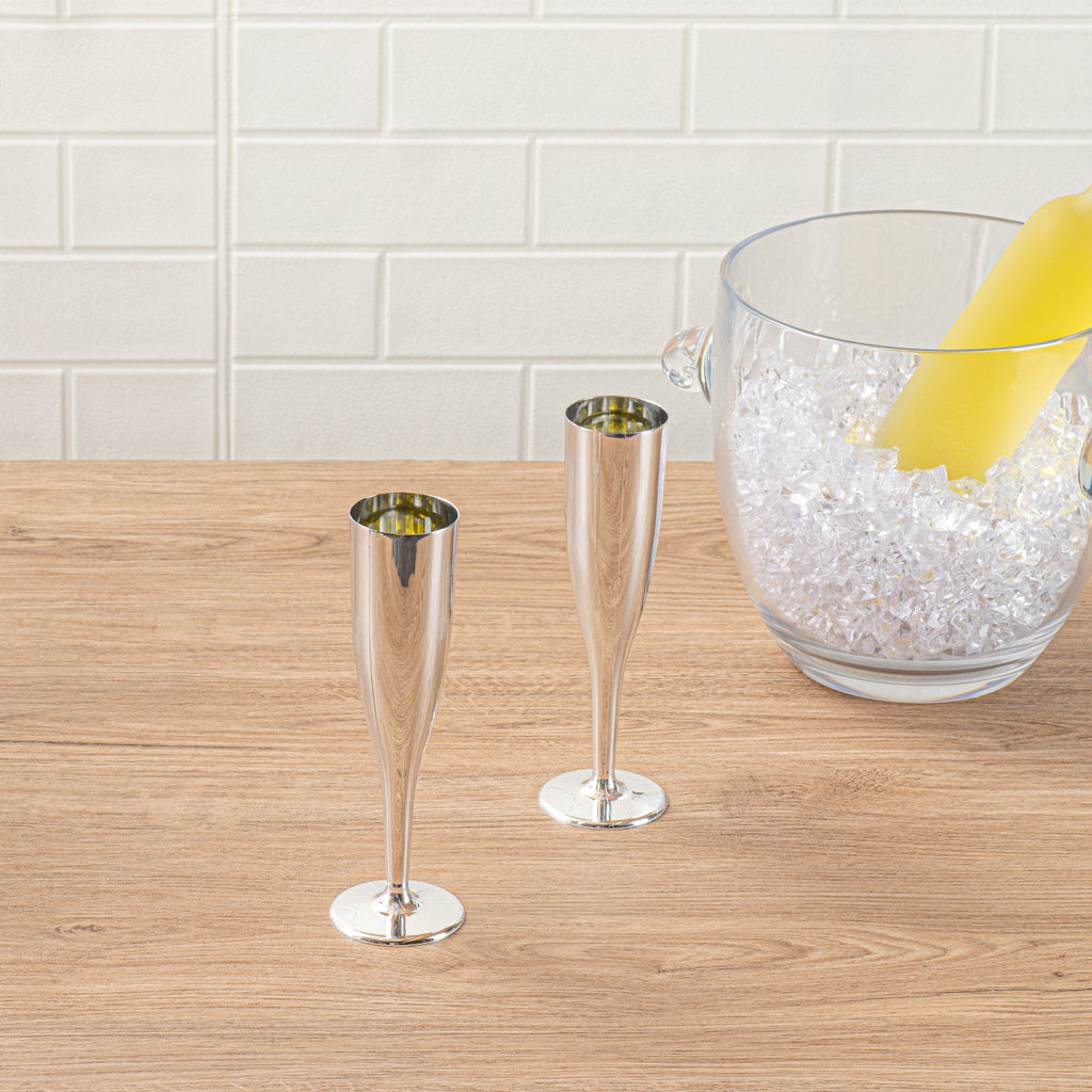 Bev Tek 5 oz Mirrored Plastic Champagne Flute - 2" x 2" x 8" - 25 count box