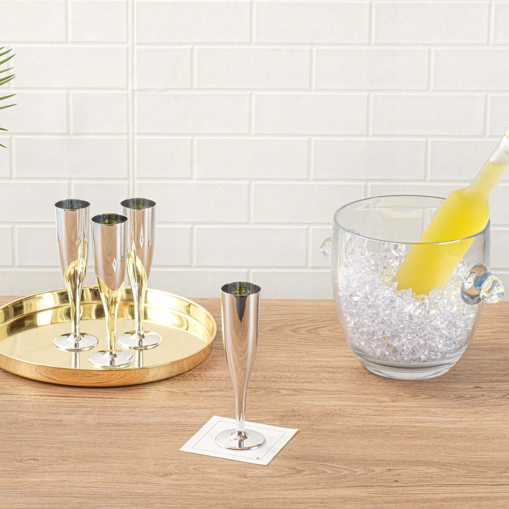Bev Tek 5 oz Mirrored Plastic Champagne Flute - 2" x 2" x 8" - 100 count box