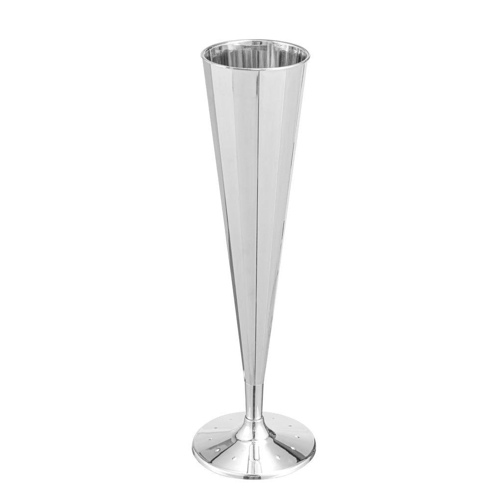 Bev Tek 5 oz Mirrored Plastic Champagne Flute - Vertical Cut - 2" x 2" x 8 1/2" - 25 count box