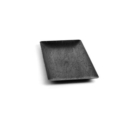 Maxi Serve Rectangle Matte Black Plastic Plate - 17" x 9" - 25 count box