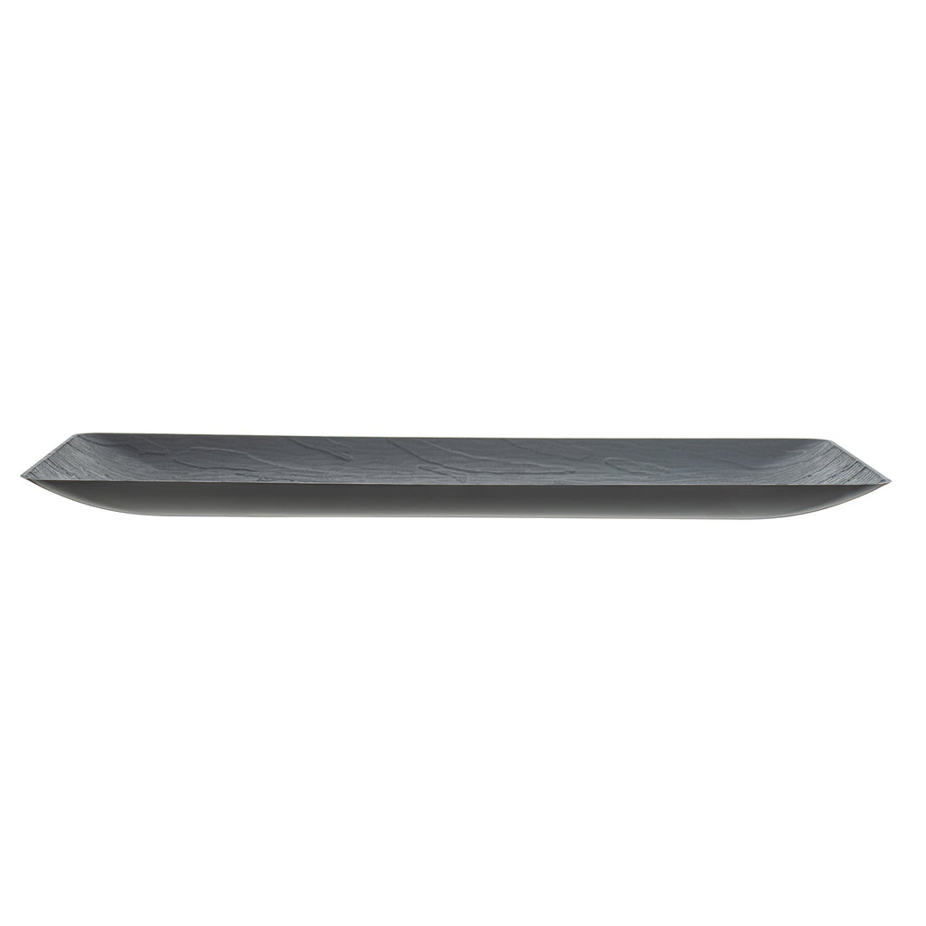 Maxi Serve Rectangle Matte Black Plastic Plate - 17" x 9" - 25 count box