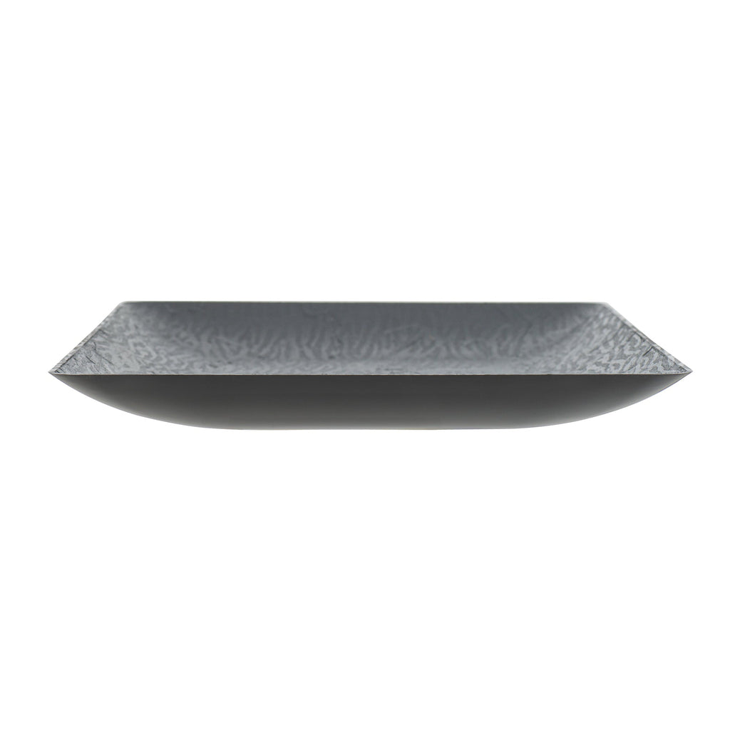 Maxi Serve Rectangle Matte Black Plastic Plate - 17" x 9" - 25 count box