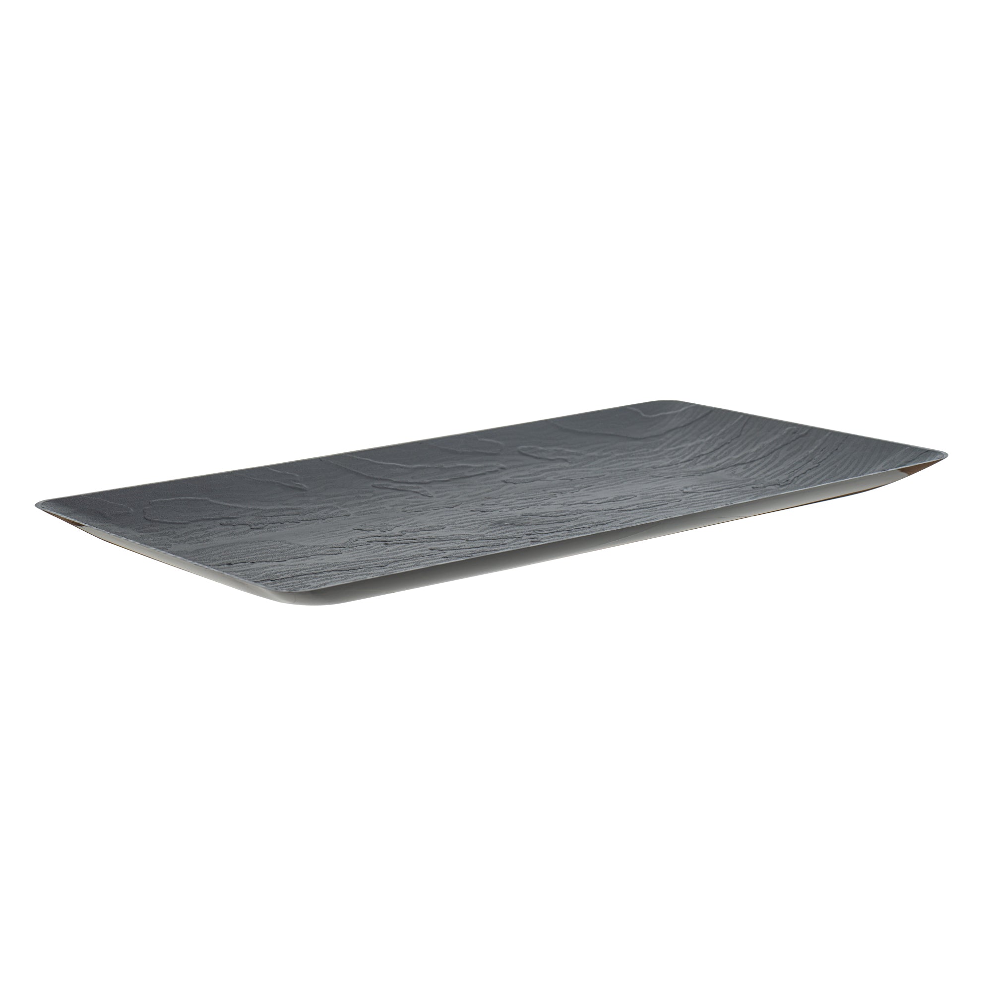 Maxi Serve Rectangle Matte Black Plastic Plate - 17" x 9" - 100 count box