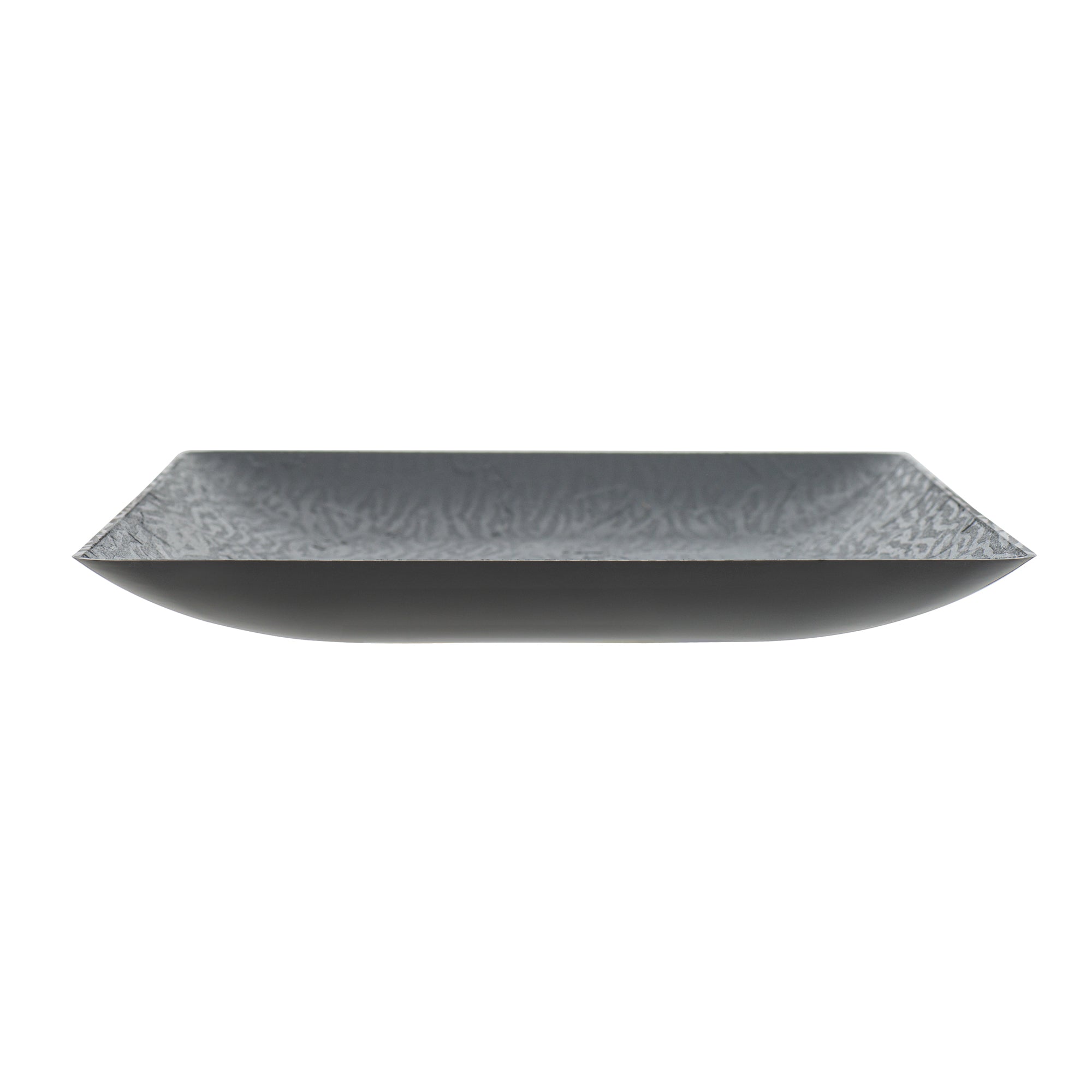 Maxi Serve Rectangle Matte Black Plastic Plate - 17" x 9" - 100 count box