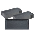 Maxi Serve Rectangle Matte Black Plastic Plate - 14 1/4" x 6 1/4" - 25 count box
