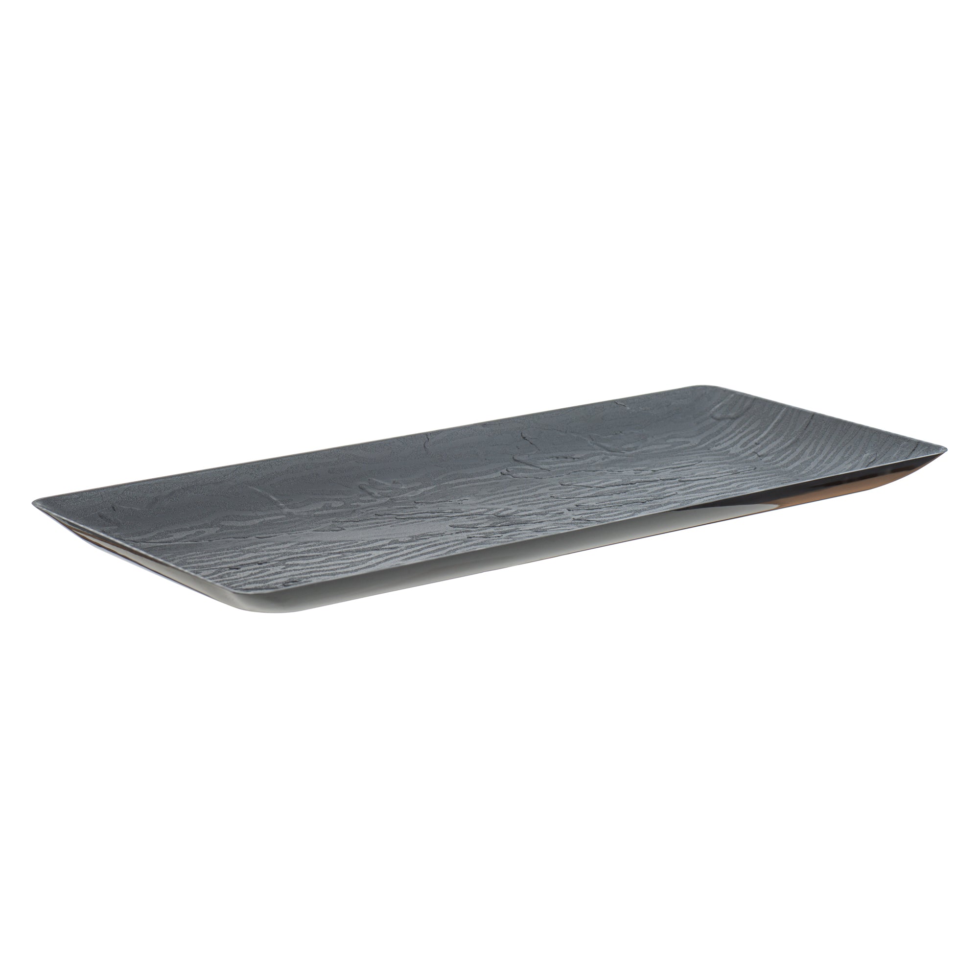 Maxi Serve Rectangle Matte Black Plastic Plate - 14 1/4" x 6 1/4" - 25 count box