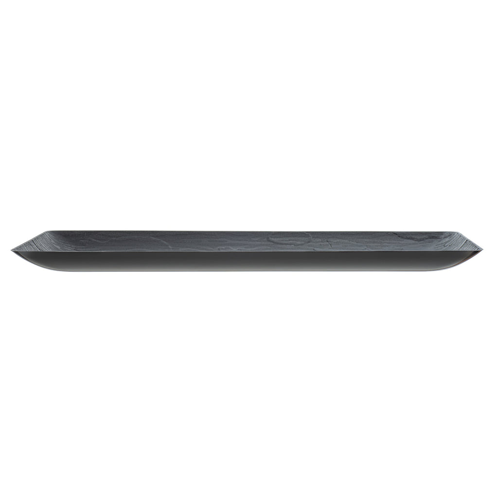 Maxi Serve Rectangle Matte Black Plastic Plate - 14 1/4" x 6 1/4" - 25 count box