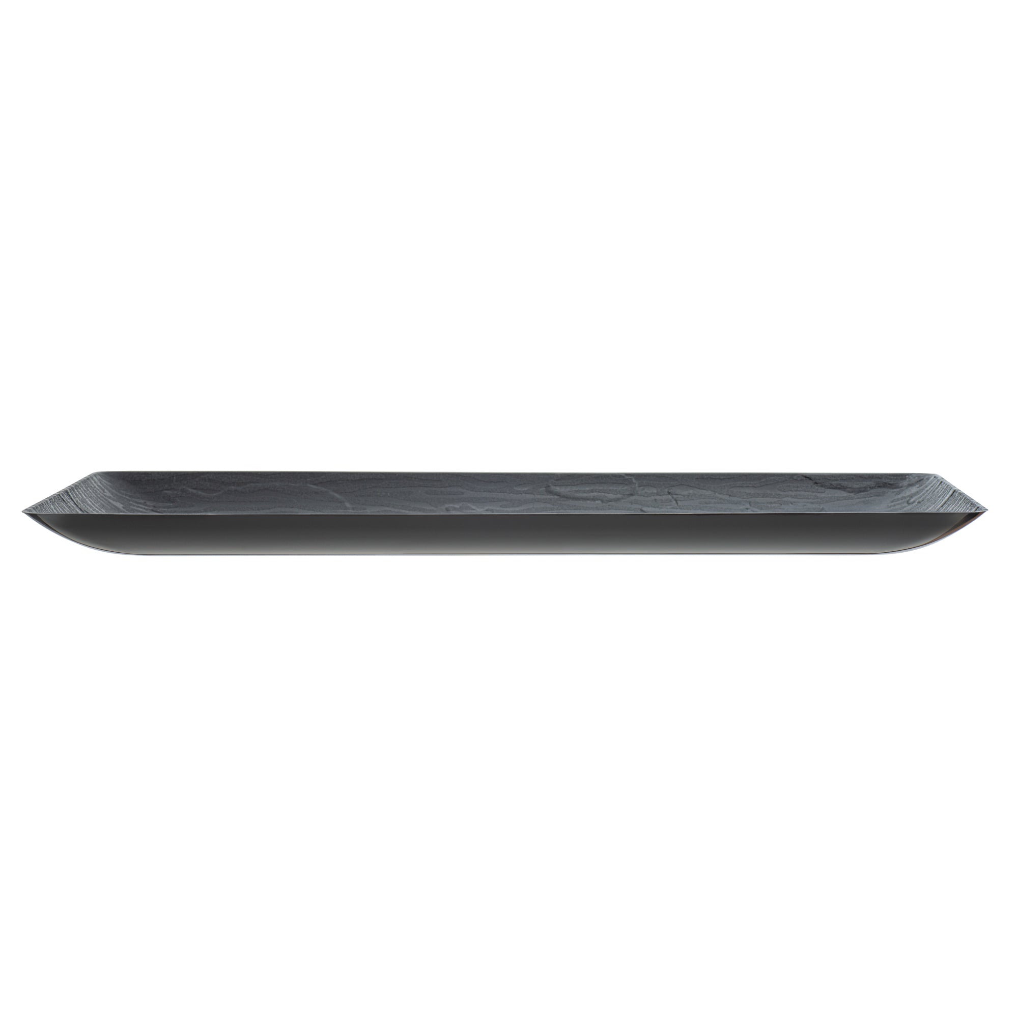 Maxi Serve Rectangle Matte Black Plastic Plate - 14 1/4" x 6 1/4" - 25 count box