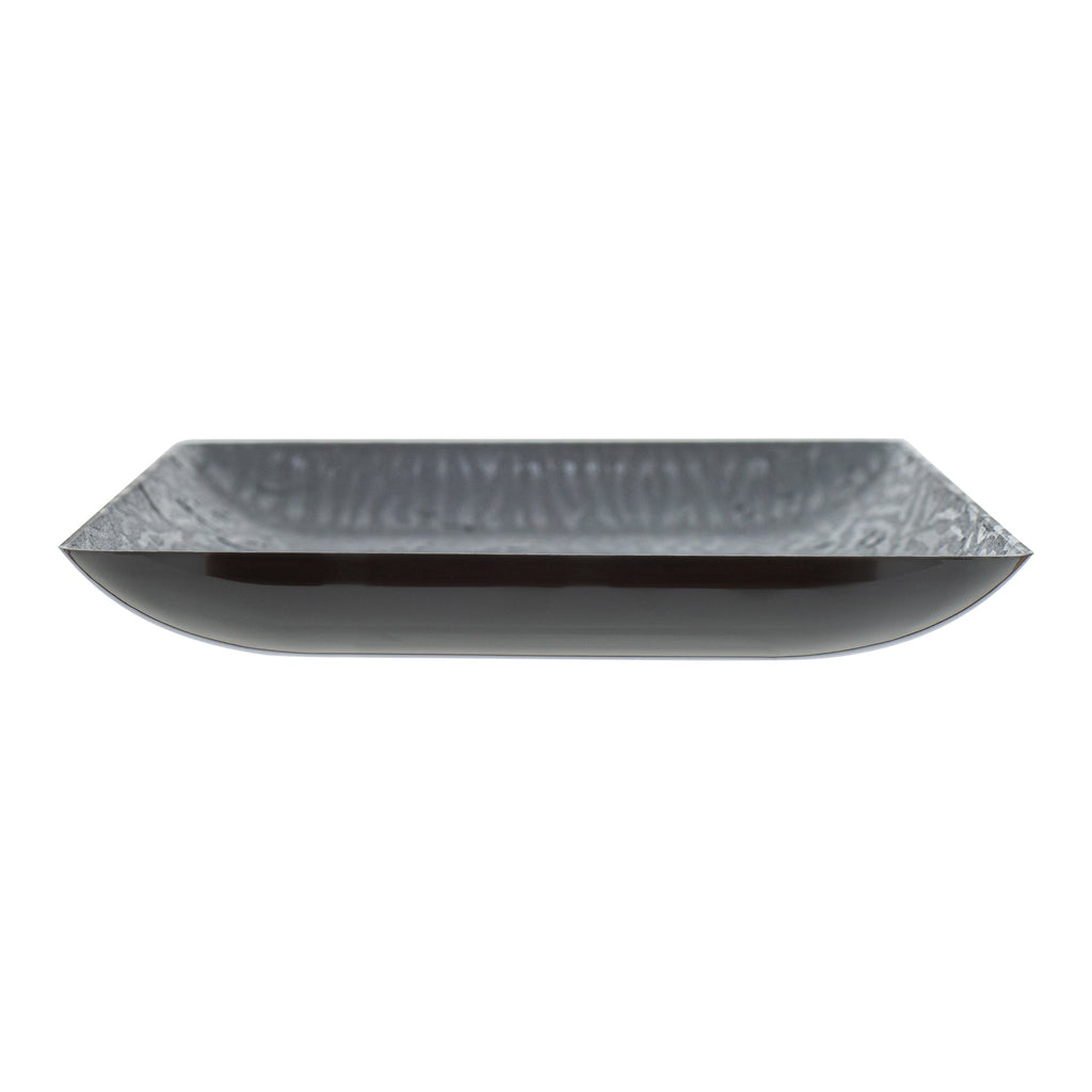 Maxi Serve Rectangle Matte Black Plastic Plate - 14 1/4" x 6 1/4" - 25 count box