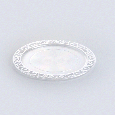 Maxi Serve Round Clear Plastic Plate - with Lace Rim - 11 3/4" x 11 3/4" - 100 count box