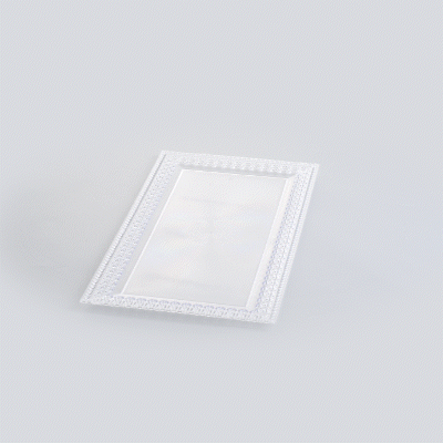 Maxi Serve Rectangle Clear Plastic Plate - with Lace Rim - 17" x 9" - 100 count box