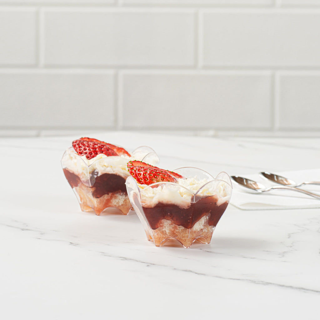 Mini Serve 2 oz Clear Plastic Flower Cup - 2 3/4" x 2 1/2" x 1 3/4" - 100 count box