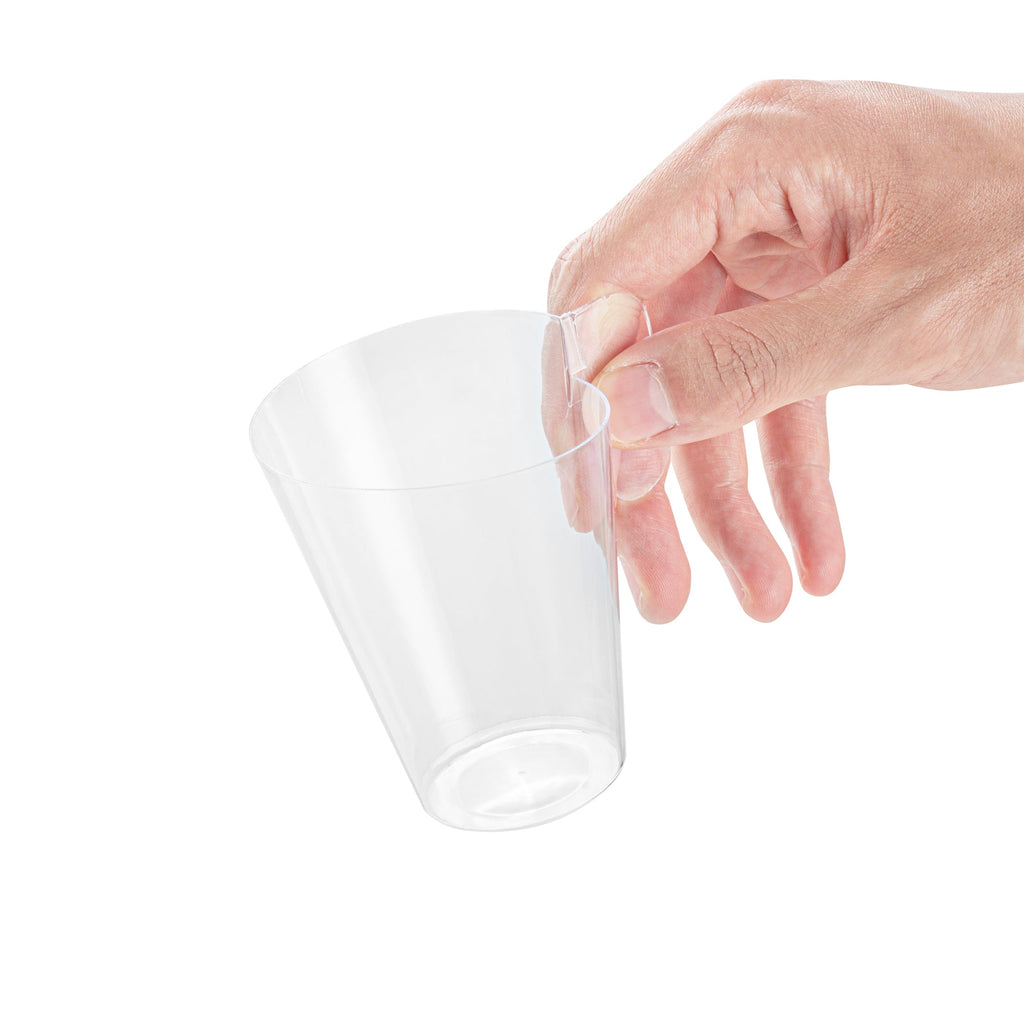 Mini Serve 2 oz Clear Plastic Cup - with Handle - 2 3/4" x 2 3/4" x 3 1/4" - 25 count box
