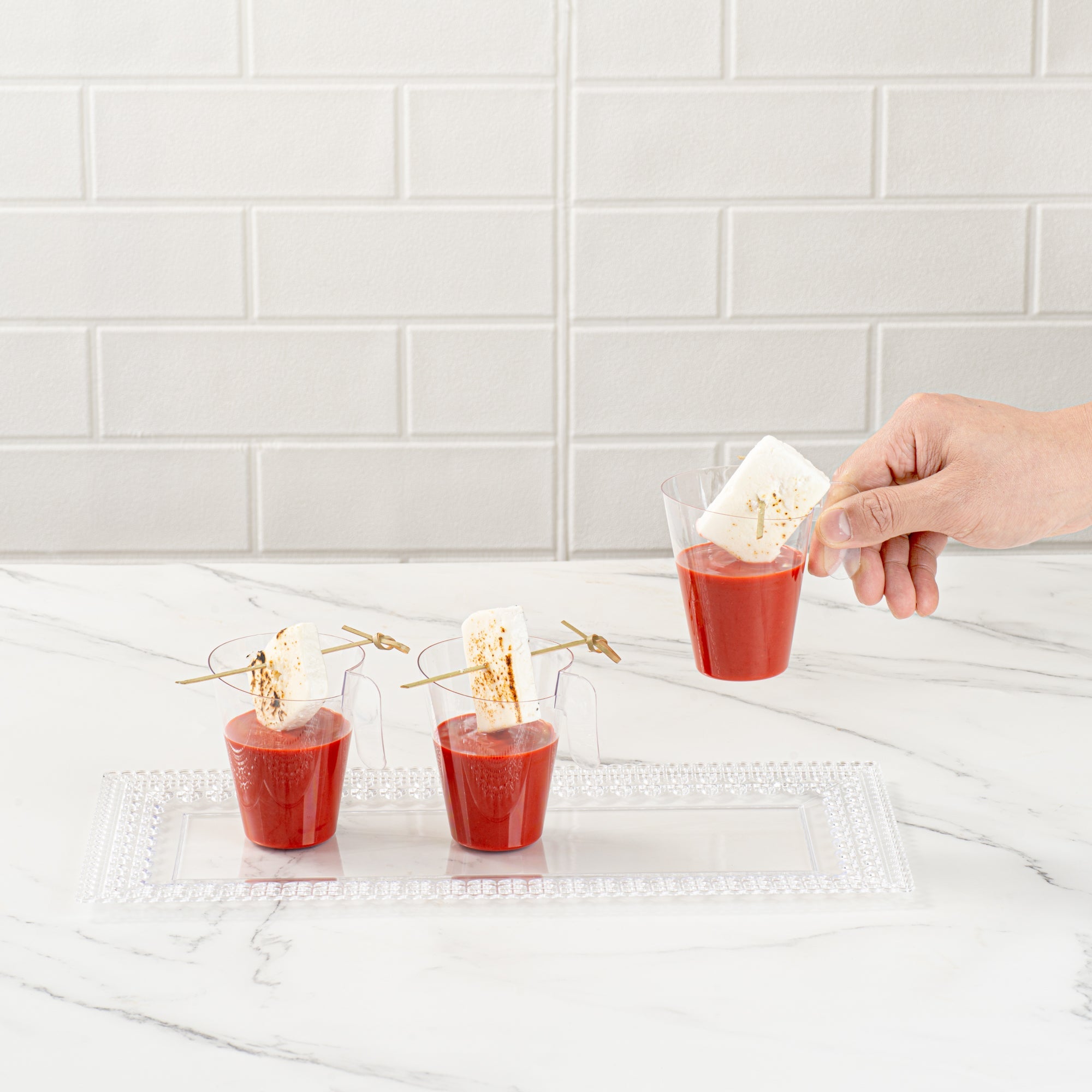 Mini Serve 2 oz Clear Plastic Cup - with Handle - 2 3/4" x 2 3/4" x 3 1/4" - 25 count box
