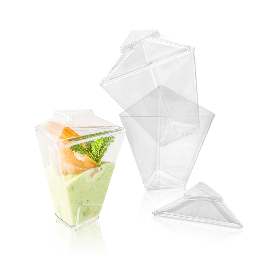 Mini Serve 2 oz Clear Plastic Torcente Cup - 3" x 2 1/2" x 3 1/2" - 25 count box