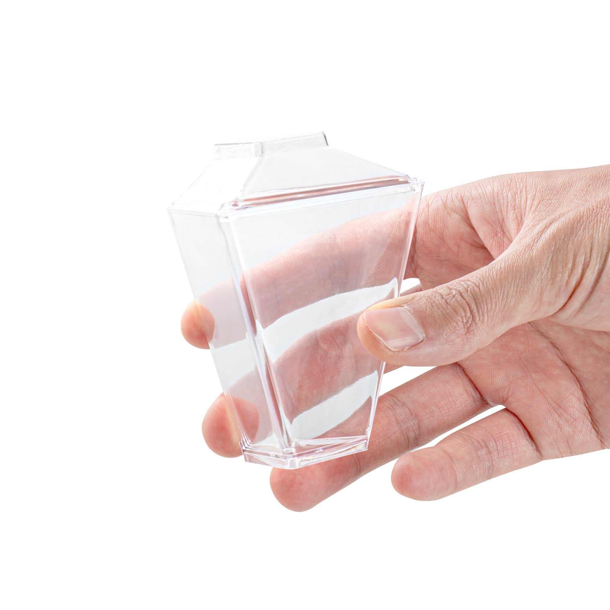 Mini Serve 2 oz Clear Plastic Torcente Cup - 3" x 2 1/2" x 3 1/2" - 25 count box