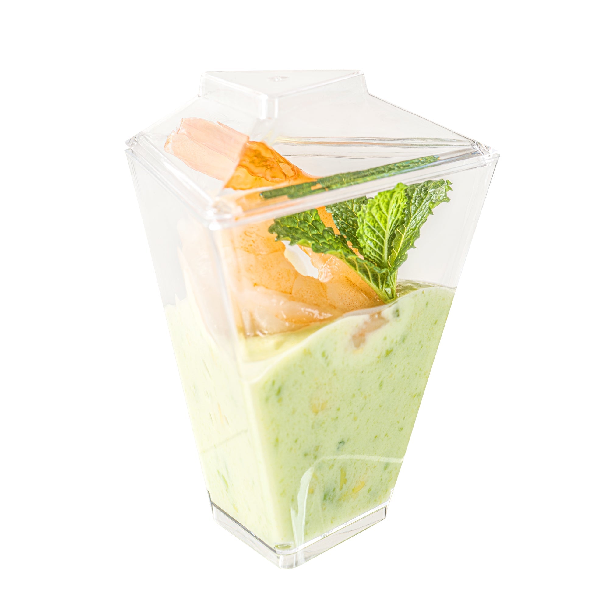 Mini Serve 2 oz Clear Plastic Torcente Cup - 3" x 2 1/2" x 3 1/2" - 25 count box