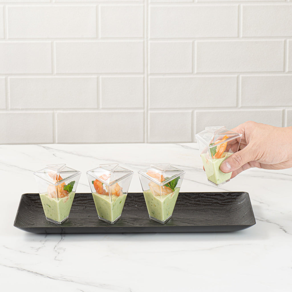 Mini Serve 2 oz Clear Plastic Torcente Cup - 3" x 2 1/2" x 3 1/2" - 25 count box