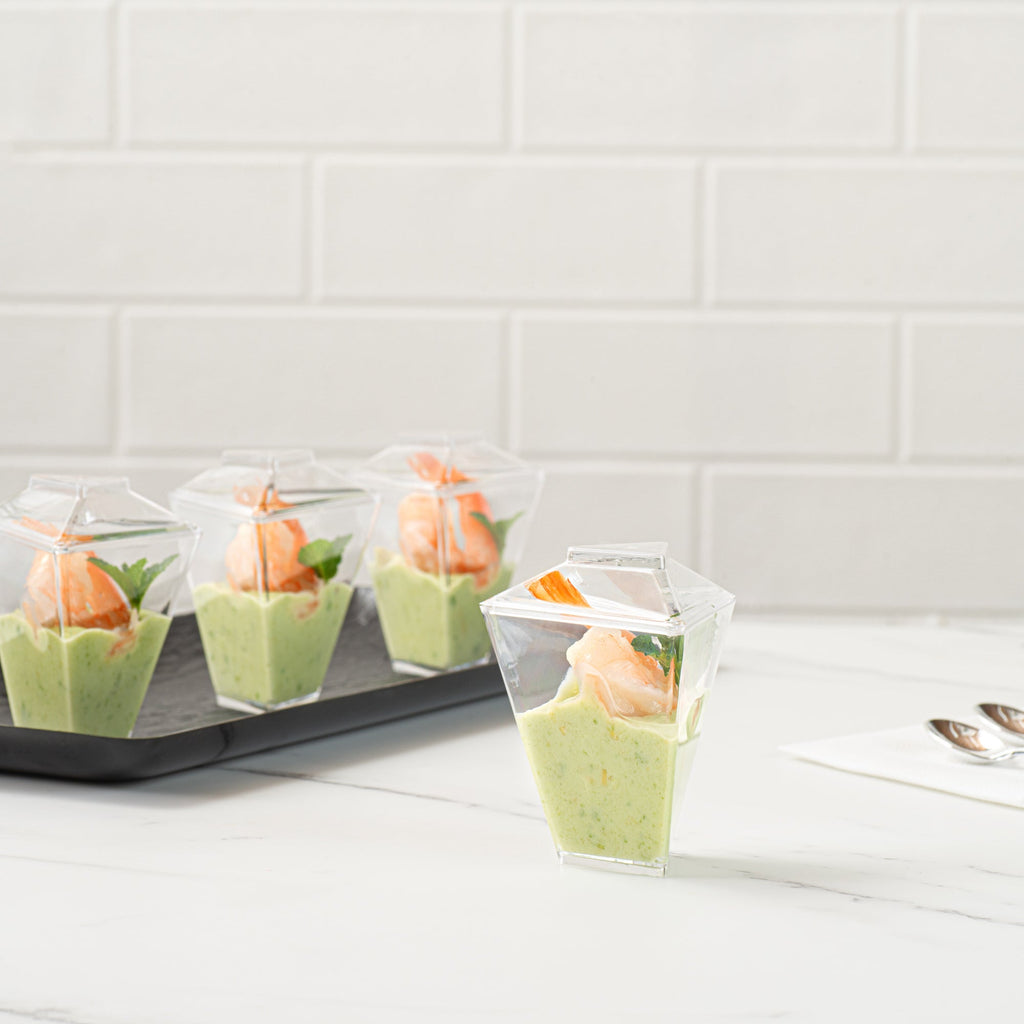 Mini Serve 2 oz Clear Plastic Torcente Cup - 3" x 2 1/2" x 3 1/2" - 100 count box