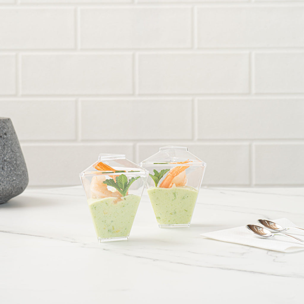 Mini Serve 2 oz Clear Plastic Torcente Cup - 3" x 2 1/2" x 3 1/2" - 100 count box