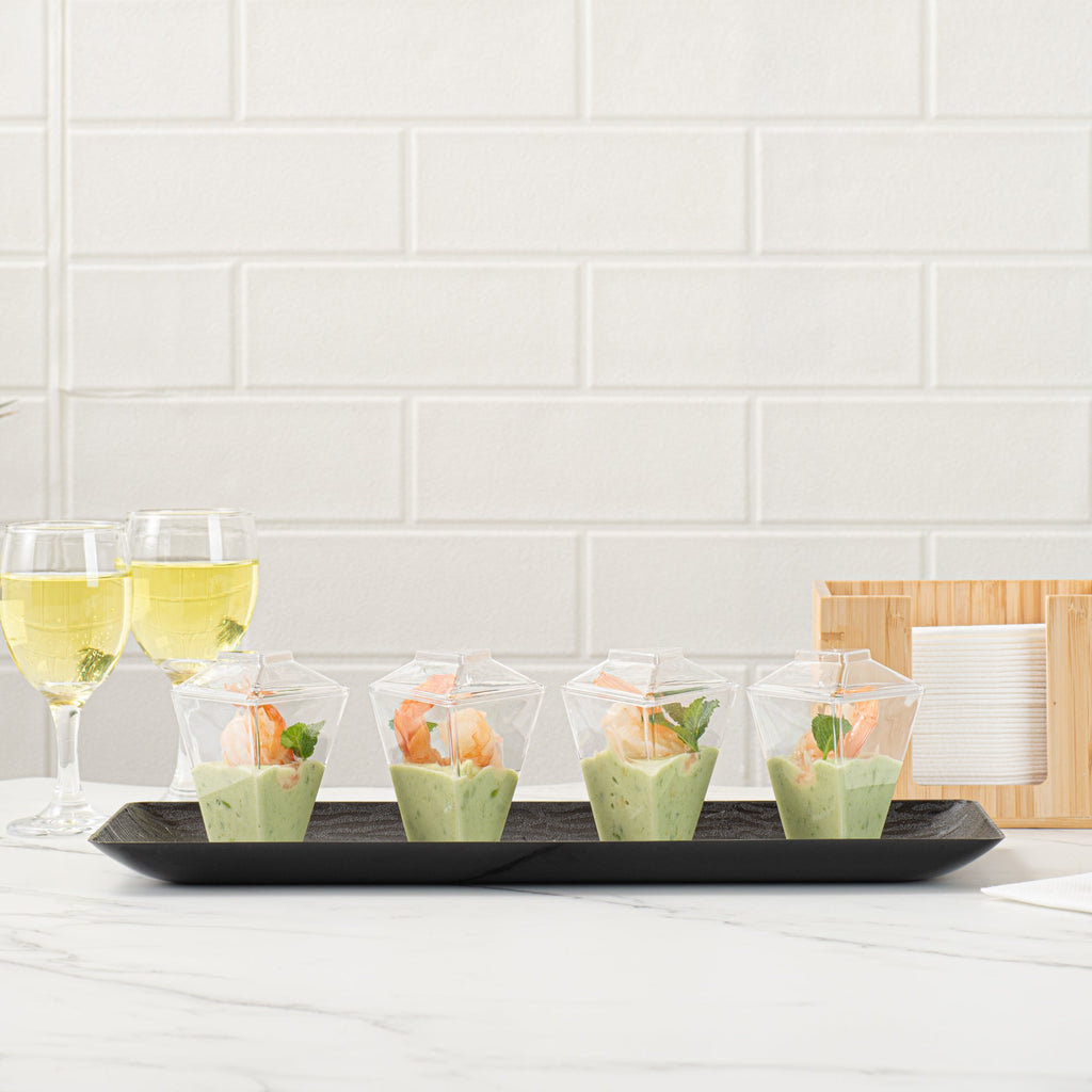 Mini Serve 2 oz Clear Plastic Torcente Cup - 3" x 2 1/2" x 3 1/2" - 100 count box