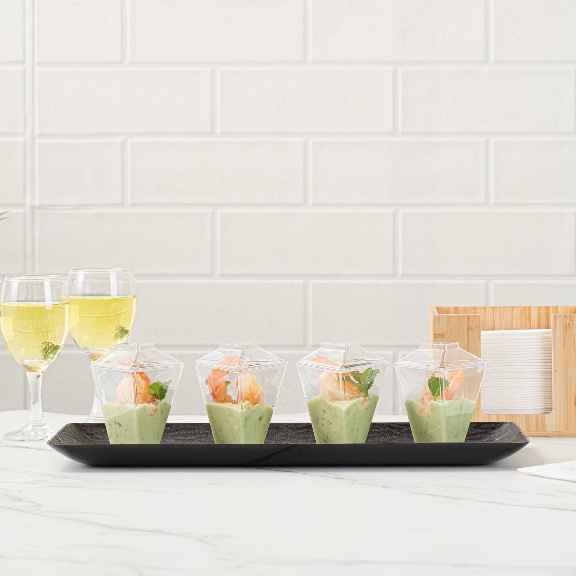 Mini Serve 2 oz Clear Plastic Torcente Cup - 3" x 2 1/2" x 3 1/2" - 100 count box