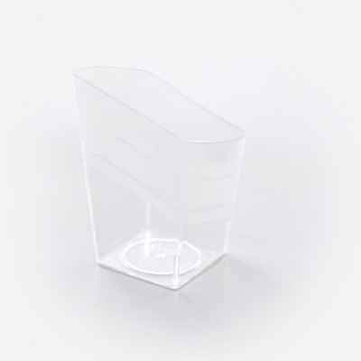 Mini Serve 3 oz Rounded Diamond Clear Plastic Incline Cup - with Stripes - 2" x 2" x 3" - 25 count box