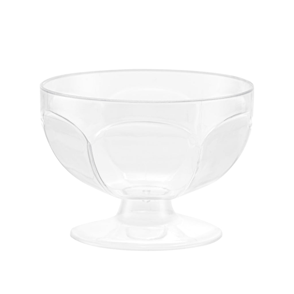 Mini Serve 3 oz Clear Plastic Footed Bowl - 3" x 3" x 2 1/4" - 25 count box