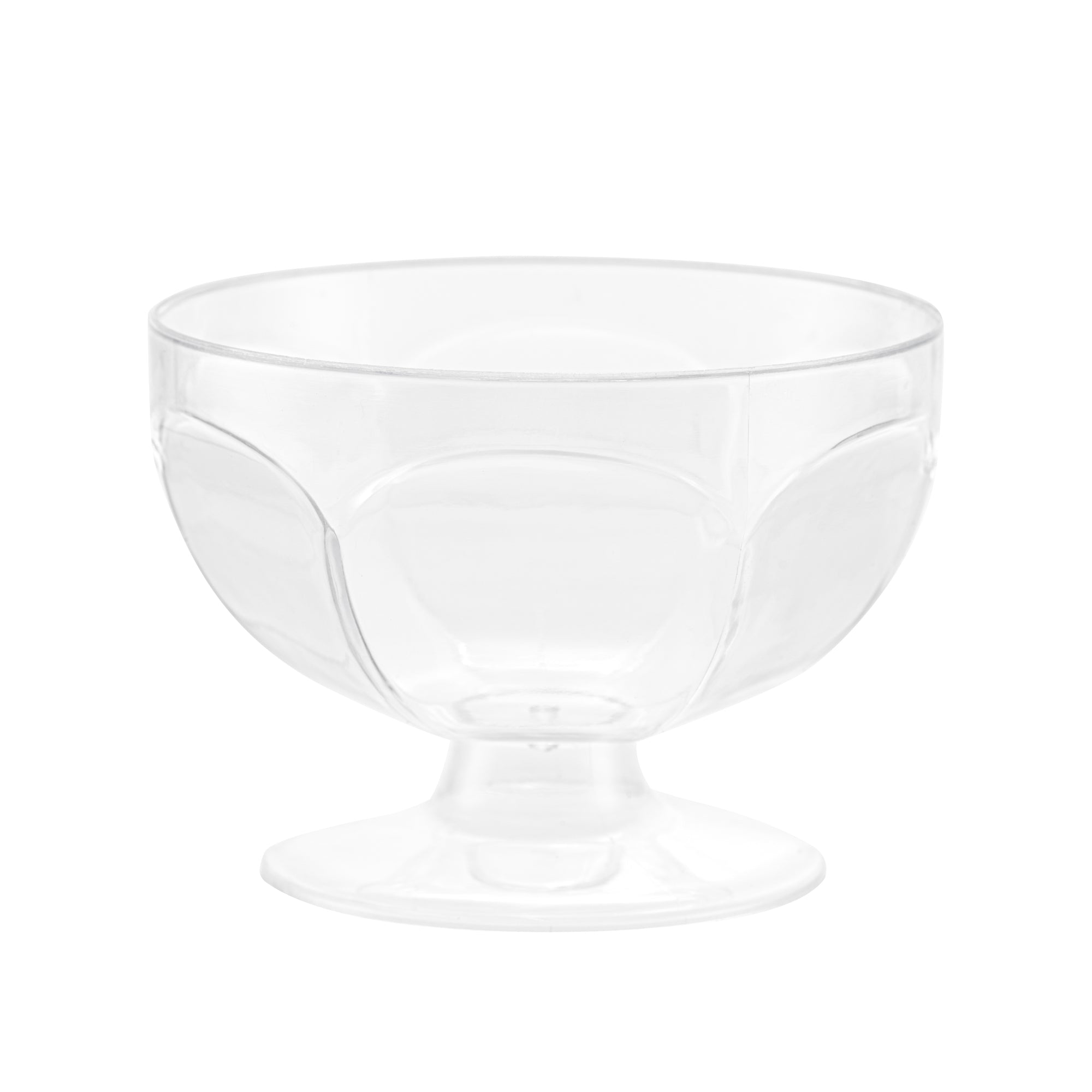Mini Serve 3 oz Clear Plastic Footed Bowl - 3" x 3" x 2 1/4" - 25 count box