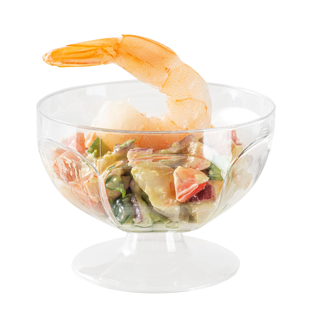 Mini Serve 3 oz Clear Plastic Footed Bowl - 3" x 3" x 2 1/4" - 25 count box