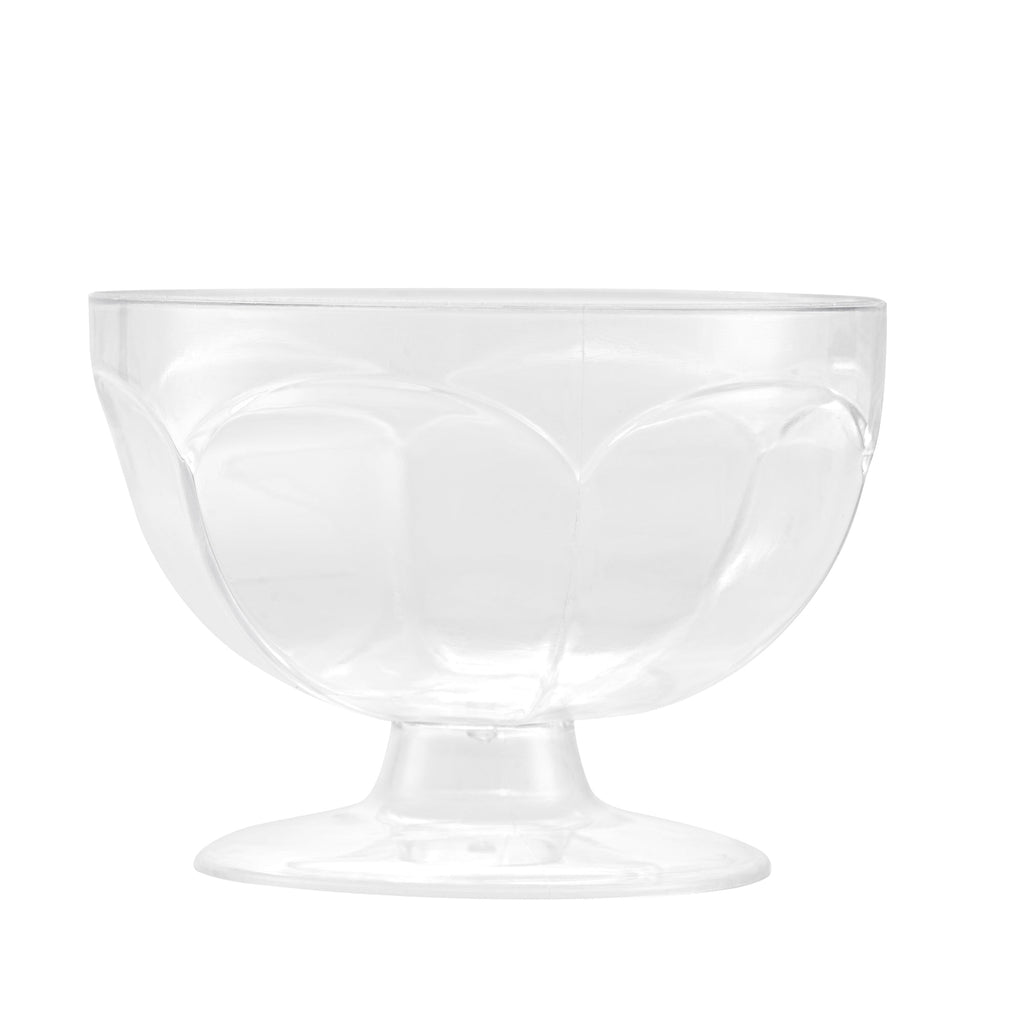 Mini Serve 3 oz Clear Plastic Footed Bowl - 3" x 3" x 2 1/4" - 25 count box