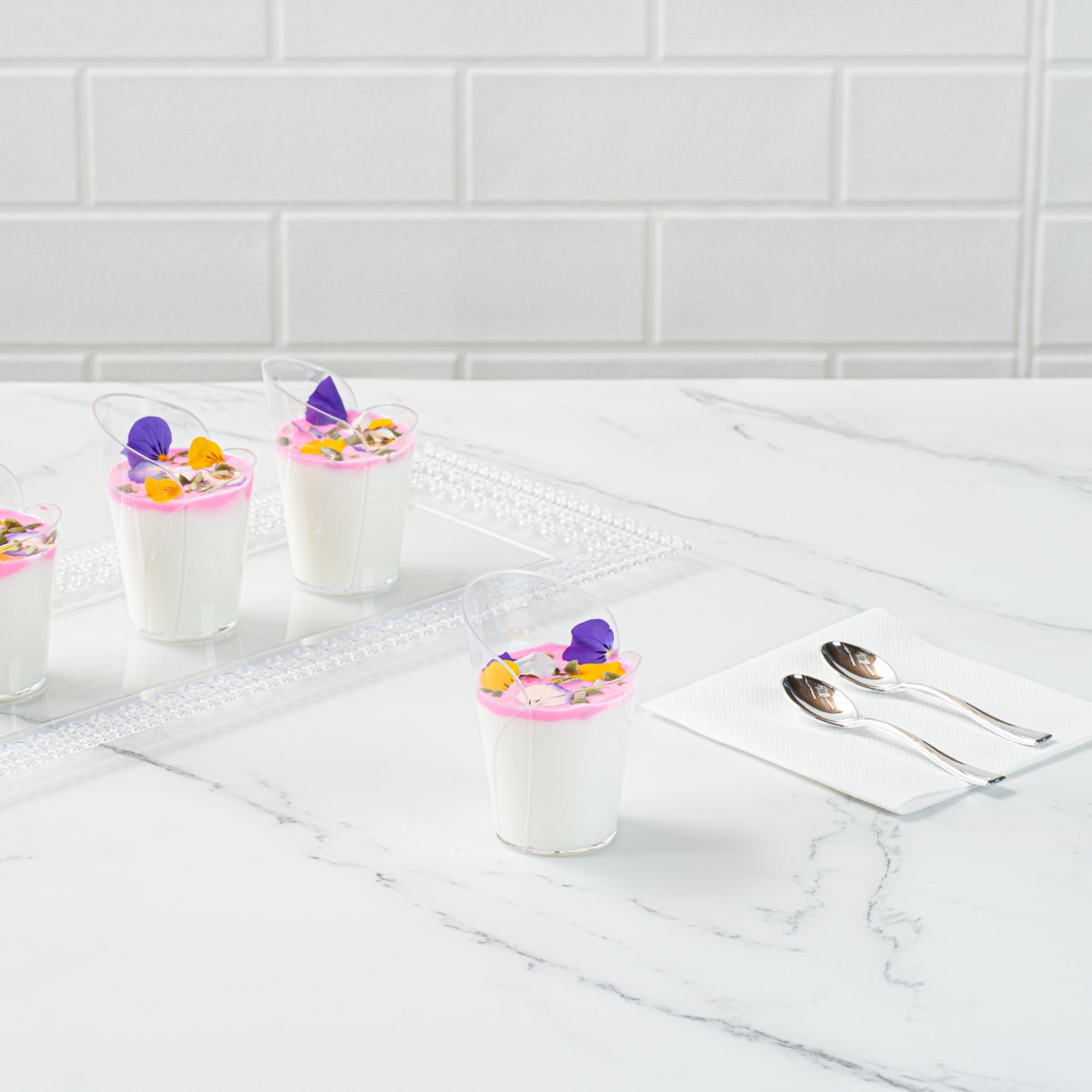 Mini Serve 2 oz Clear Plastic Rose Cup - 2 1/2" x 2 1/4" x 3 1/2" - 25 count box