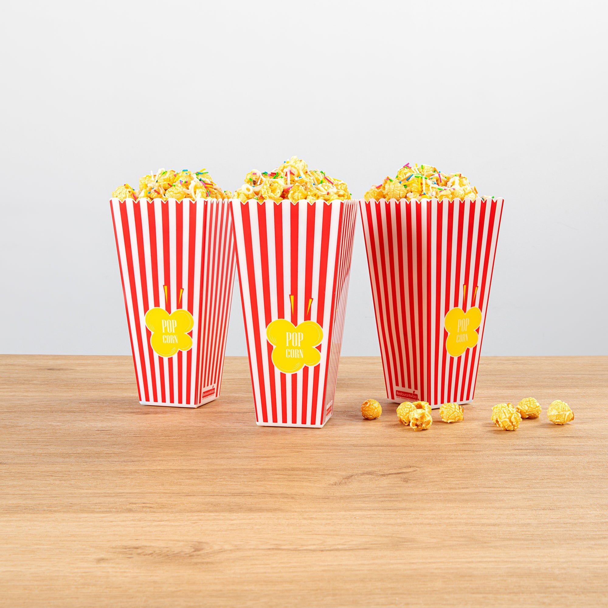 Maxi Serve 40 oz Red Plastic Popcorn Container - 10 count box