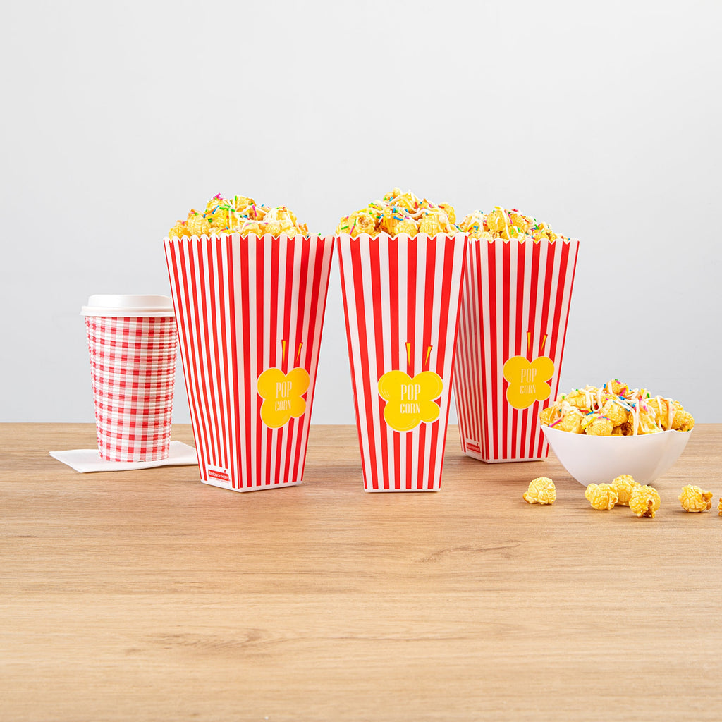 Maxi Serve 40 oz Red Plastic Popcorn Container - 10 count box