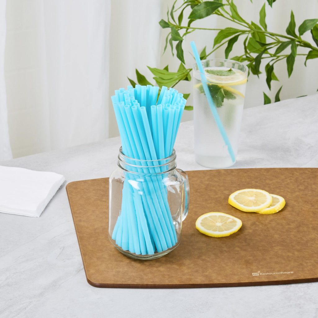 Vanish Blue PHA Plastic Straw - Unwrapped, Compostable - 7 3/4" - 100 count box
