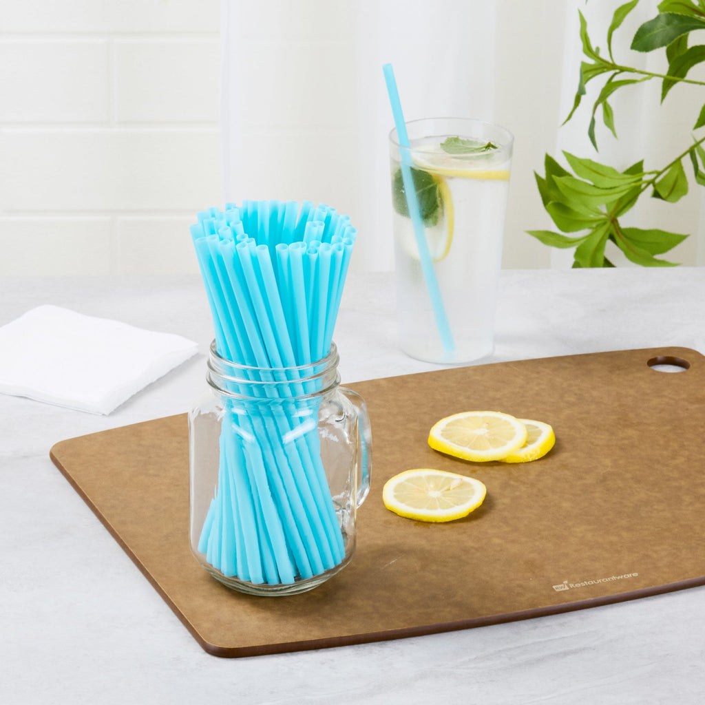 Vanish Blue PHA Plastic Straw - Unwrapped, Compostable - 7 3/4" - 100 count box