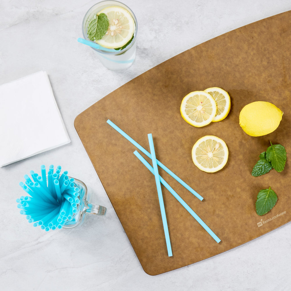 Vanish Blue PHA Plastic Straw - Unwrapped, Compostable - 7 3/4" - 100 count box