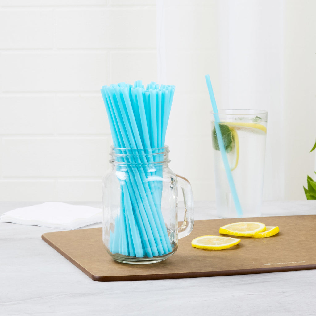 Vanish Blue PHA Plastic Straw - Unwrapped, Compostable - 7 3/4" - 1000 count box